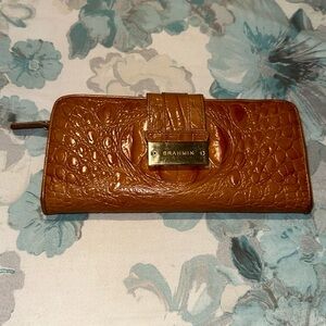 Brahmin Rare Pecan Croc Embossed Wallet EUC